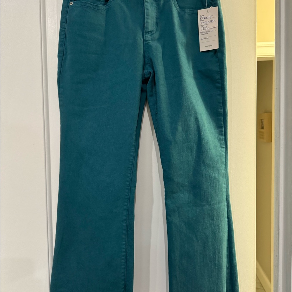 Teal Straight-Leg Pants